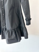 The Vampire's Wife The Splitter Black Taffeta Pleat Detail Ruffle Trim Dress - House Of Huntington