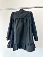 The Vampire's Wife The Splitter Black Taffeta Pleat Detail Ruffle Trim Dress - House Of Huntington