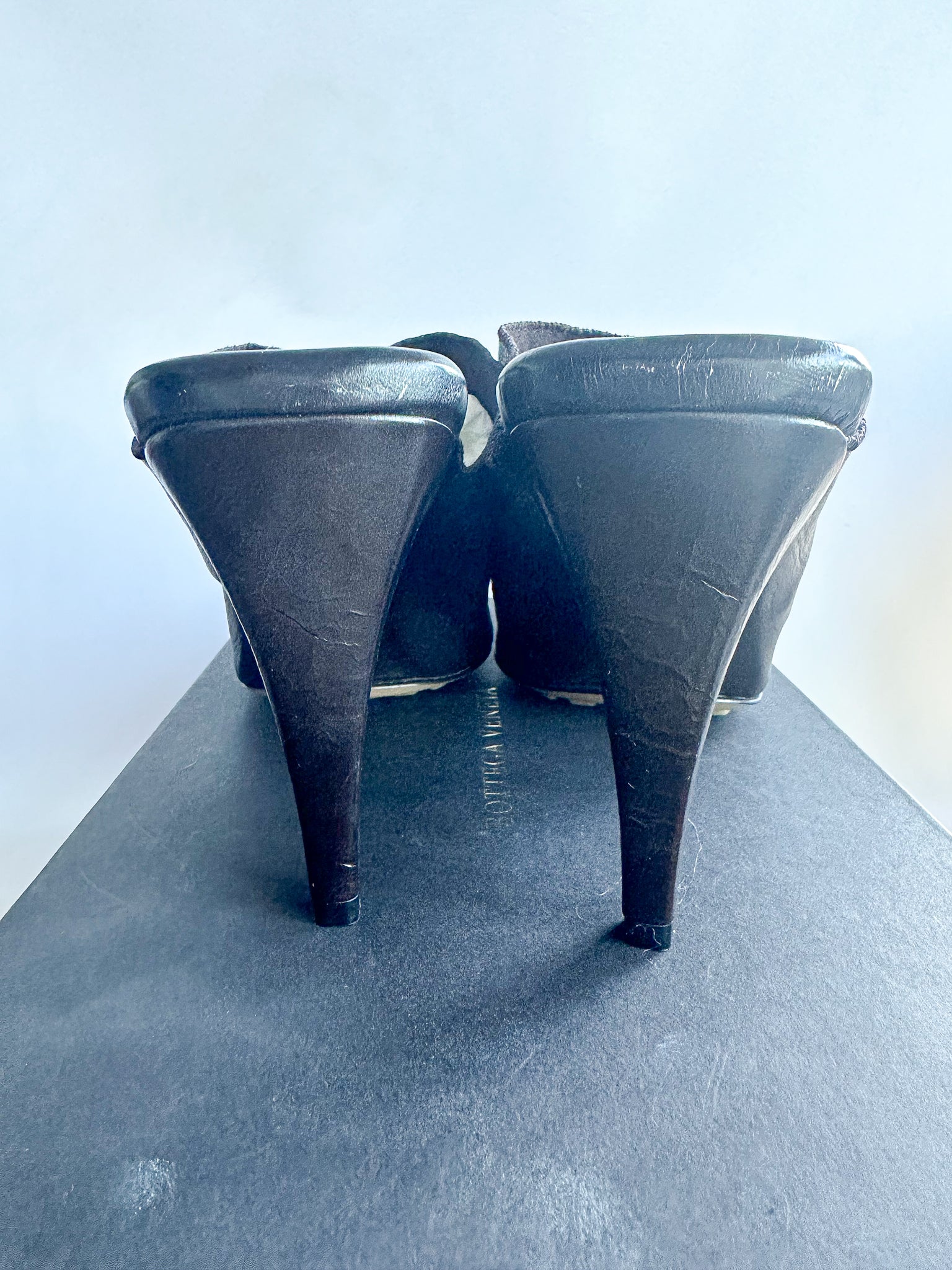 Bottega Veneta Fondant Crunch Lux Leather Rubber Sole Mule Heels