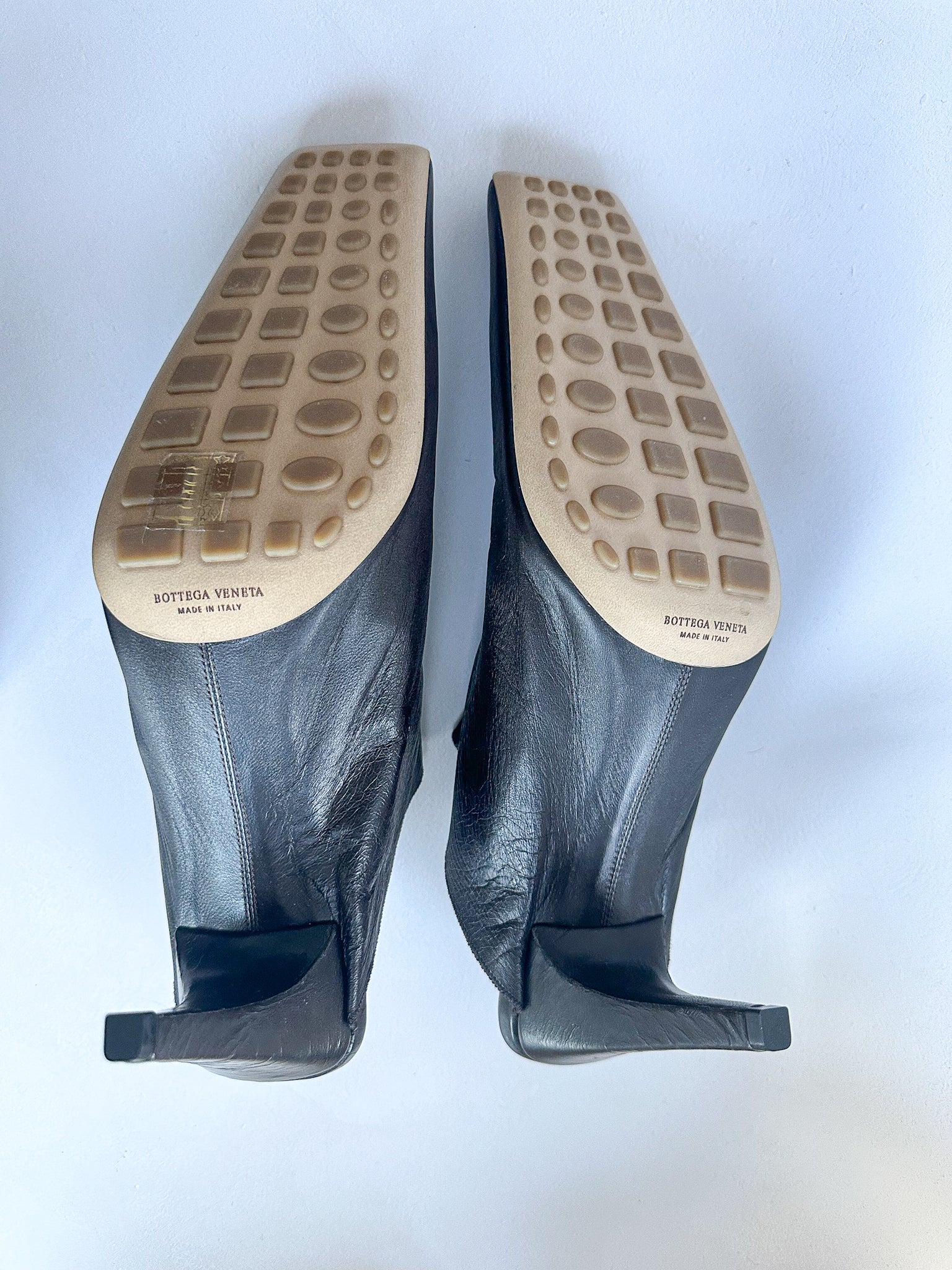Bottega Veneta Fondant Crunch Lux Leather Rubber Sole Mule Heels