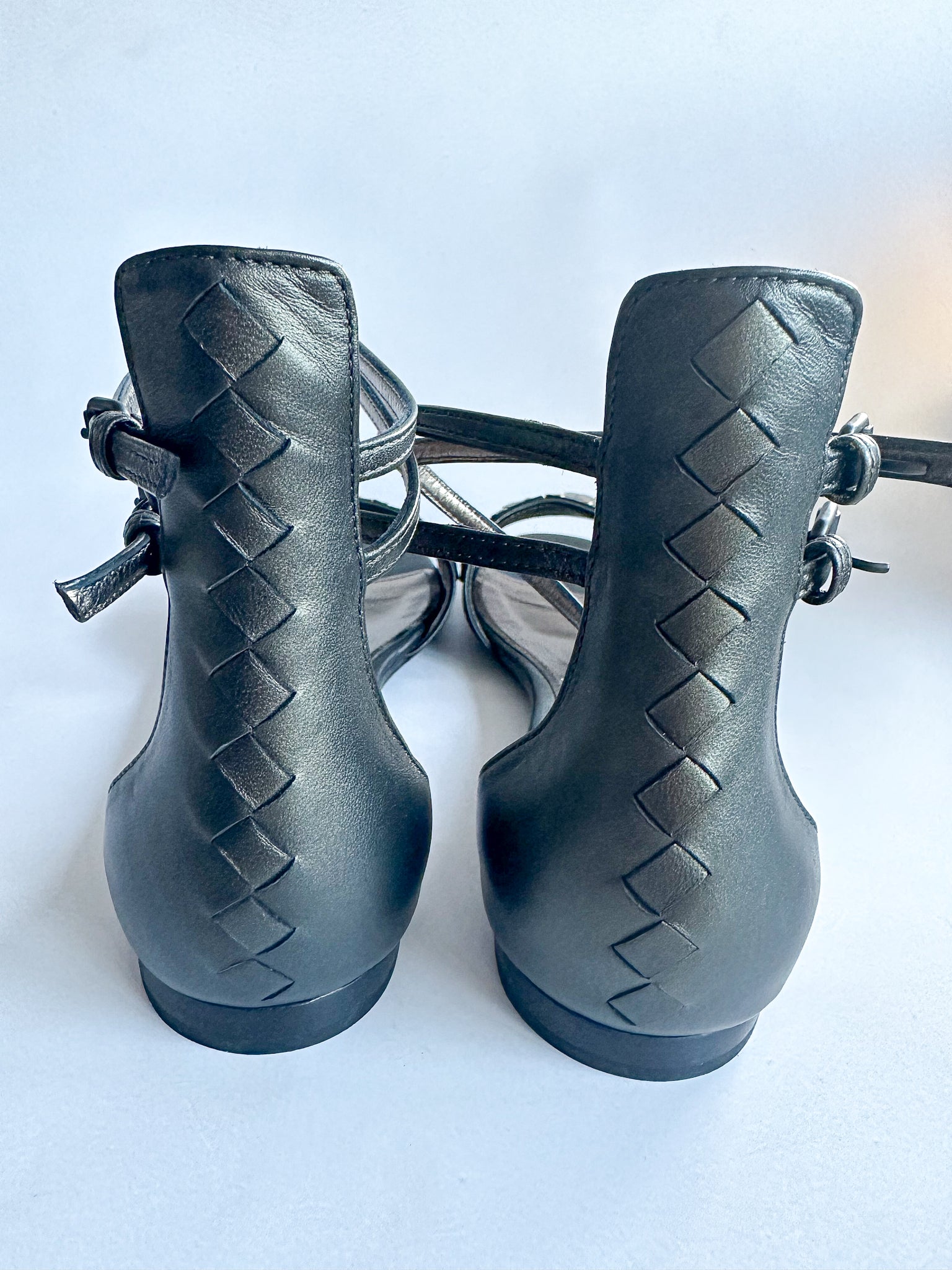 Bottega Veneta Fringed Leather Ankle Strap Sandals