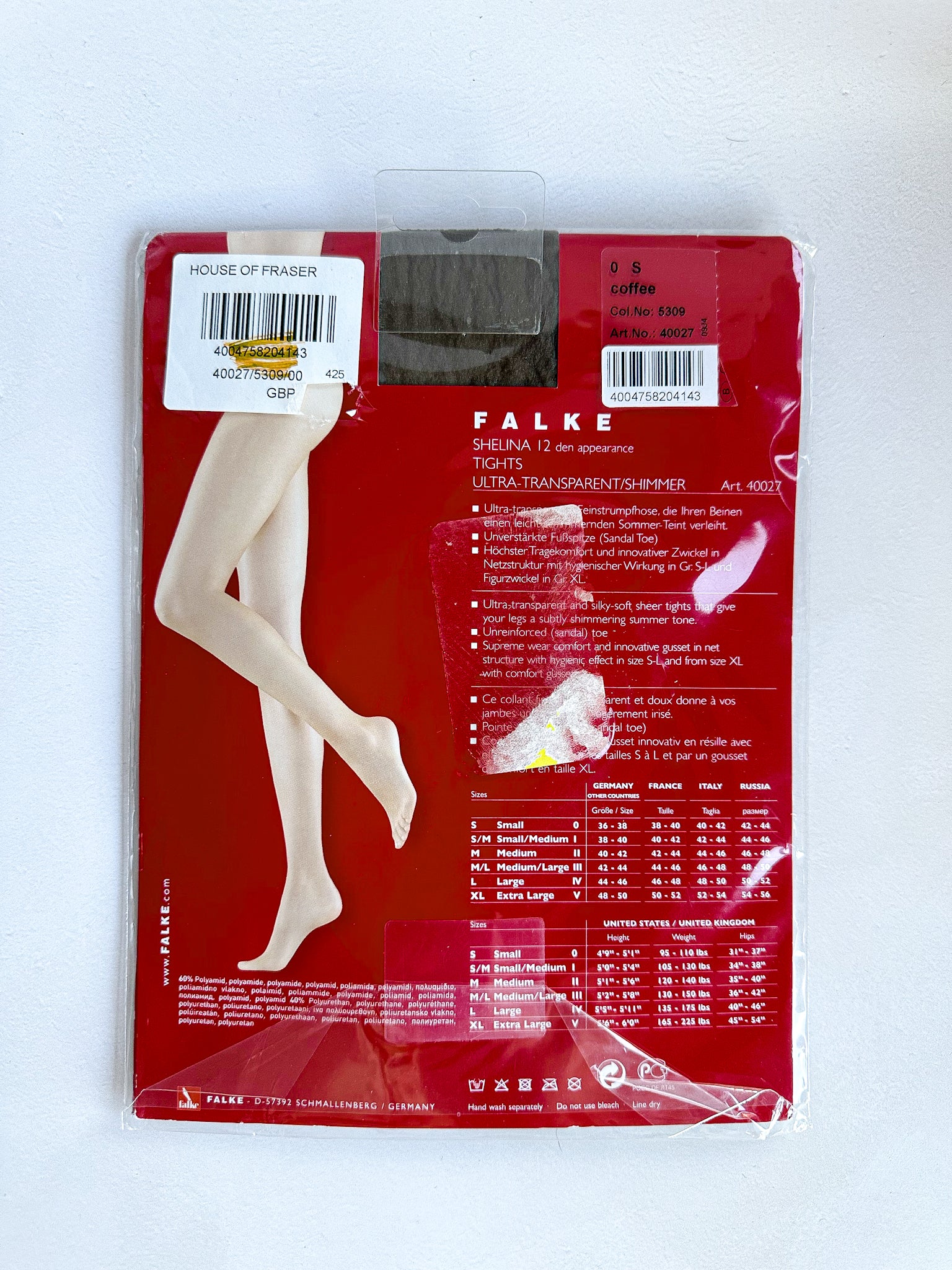 FALKE Shelina 12 Denier Ultra Transparent Sheer Tights in Coffee Brown