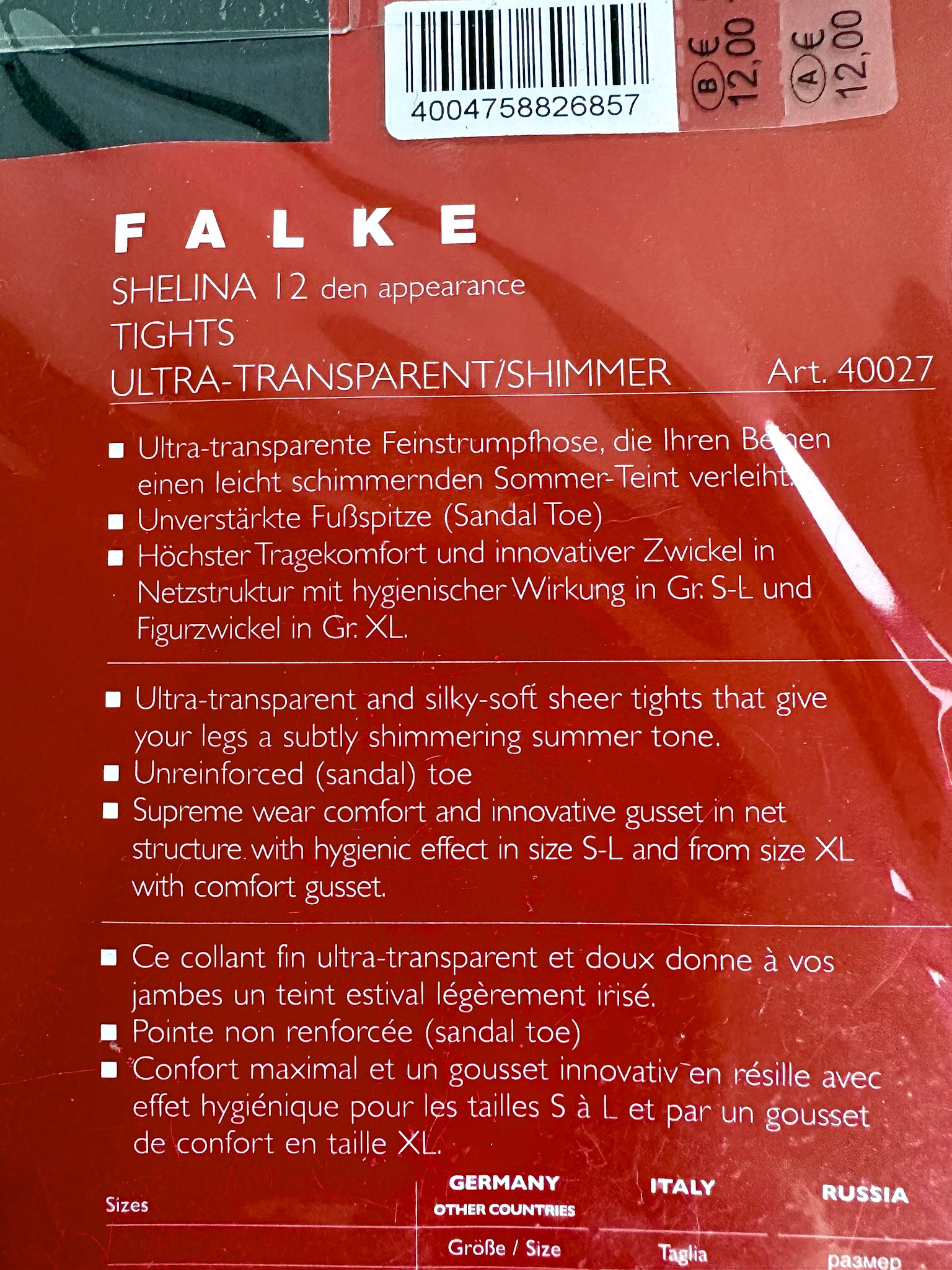 FALKE Shelina 12 Denier Ultra Transparent Sheer Tights in Black