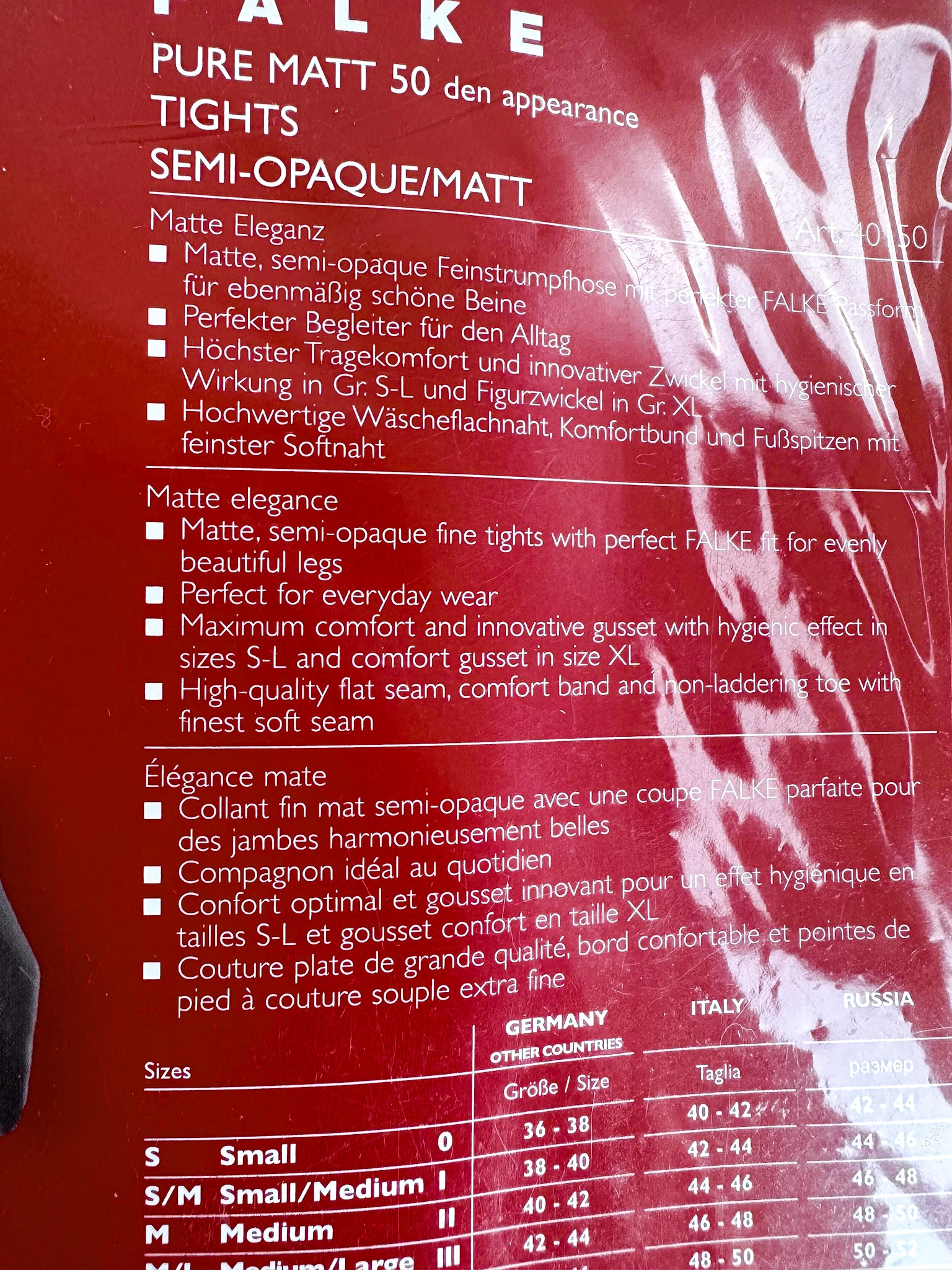 Collants semi-opaques FALKE Pure Matte 50 deniers noirs 