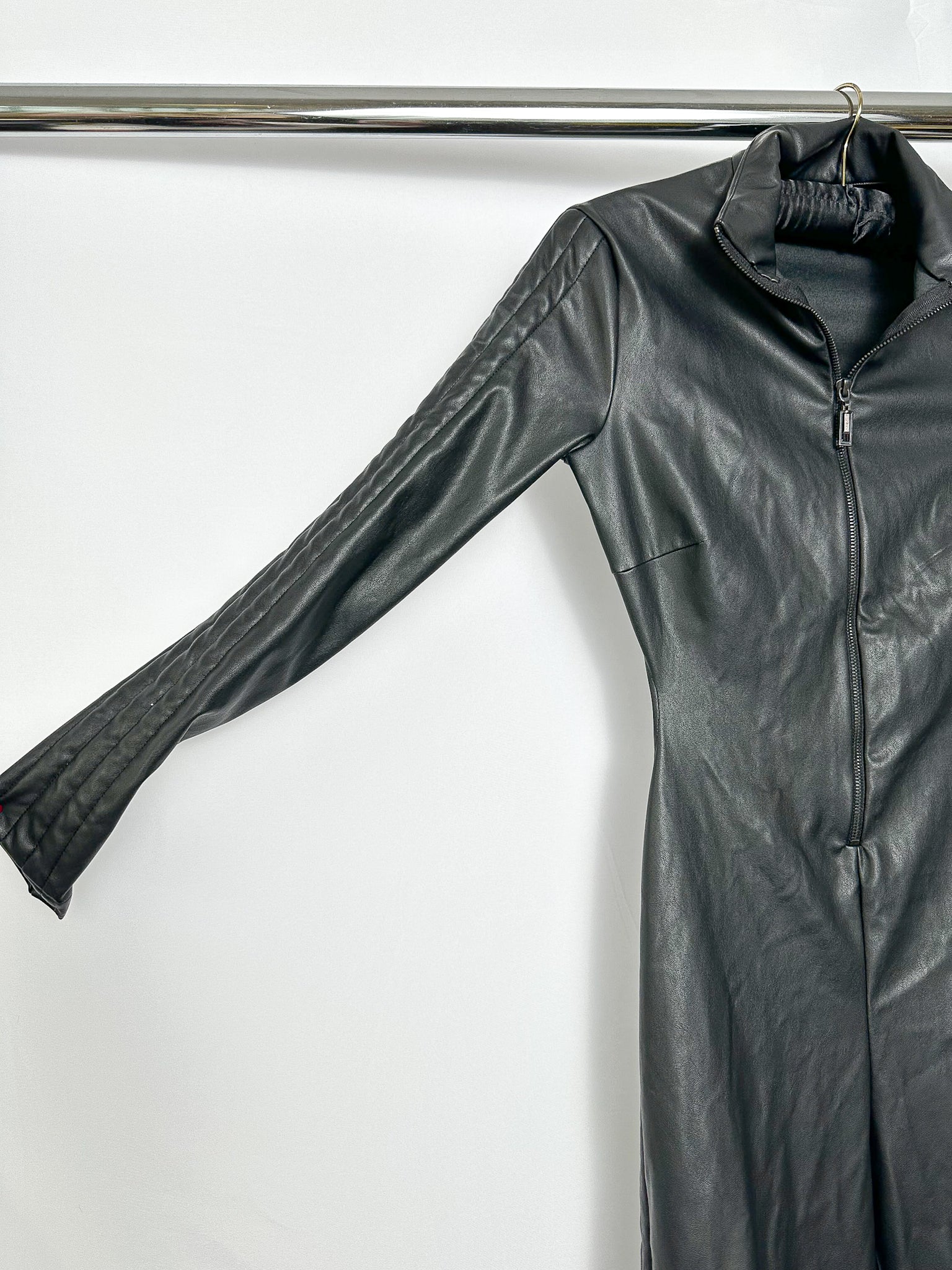 Wolford Black Mighty 80s Vegan Leather Jumpsuit