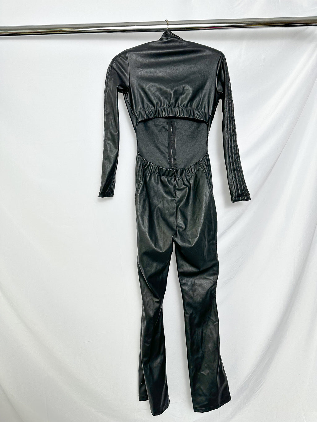 Wolford Black Mighty 80s Vegan Leather Jumpsuit