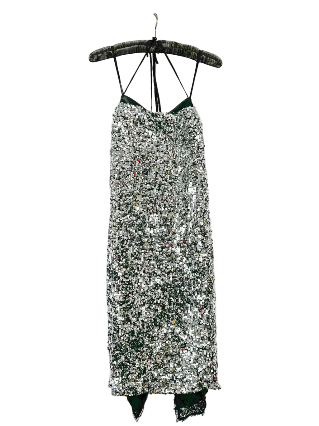Erdem Silver Sequinned Embellished Strappy Dress