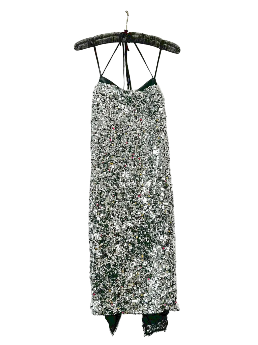 Erdem Silver Sequinned Embellished Strappy Dress