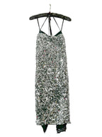 Erdem Silver Sequinned Embellished Strappy Dress