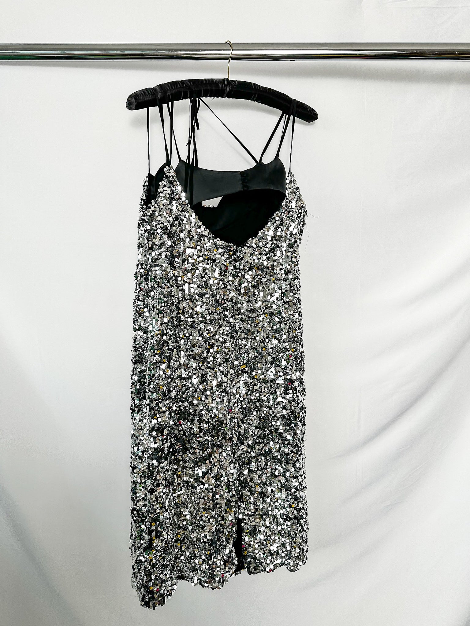 Erdem Silver Sequinned Embellished Strappy Dress