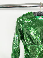 House Of CB Belle Sequinned Pine Green Open Back Maxi Dress