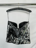 Isabel Marant Mandy Sequinned Embellished Plunge Bustier Top