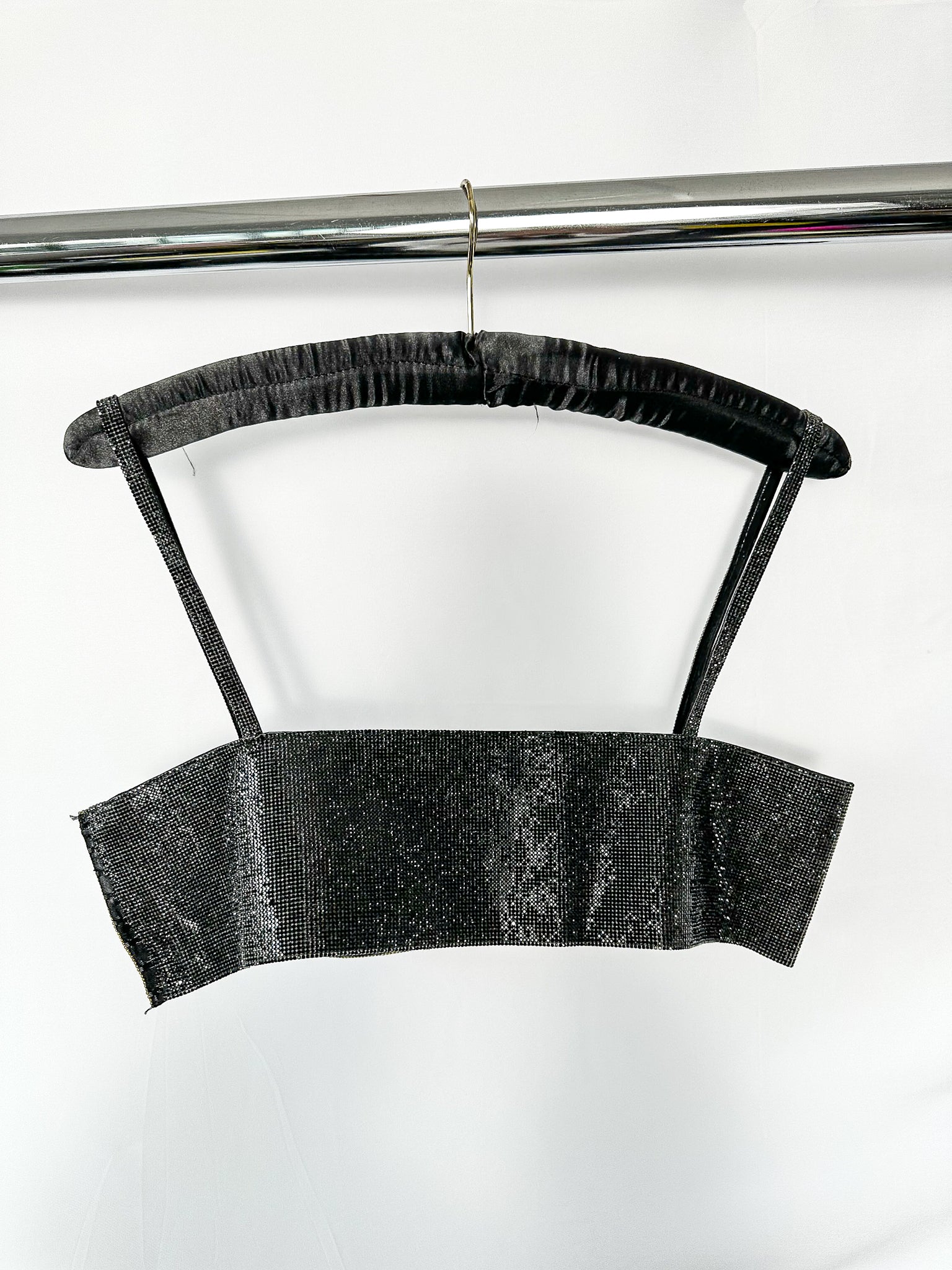 Nuè Studio Black Rhinestone Embellished Crop Top