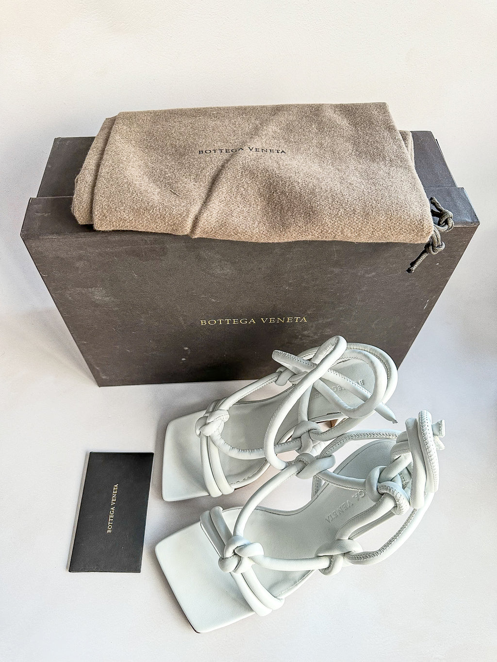Bottega Veneta White Square Dream Knotted Toe Heels