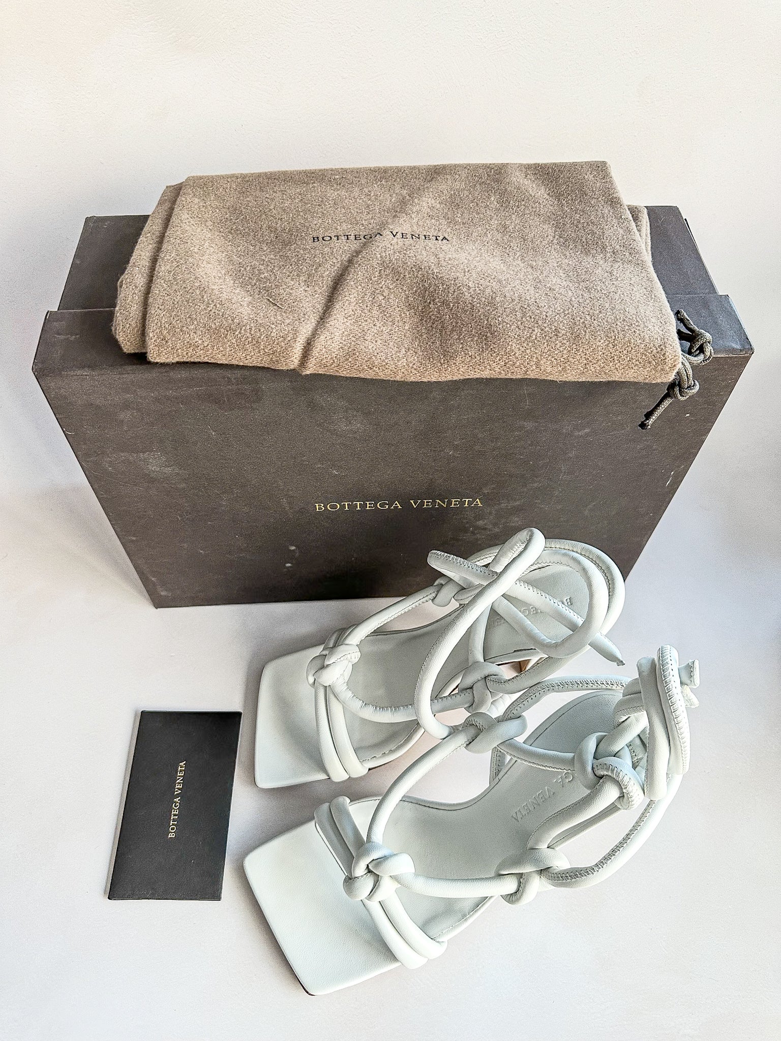 Bottega Veneta White Square Dream Knotted Toe Heels