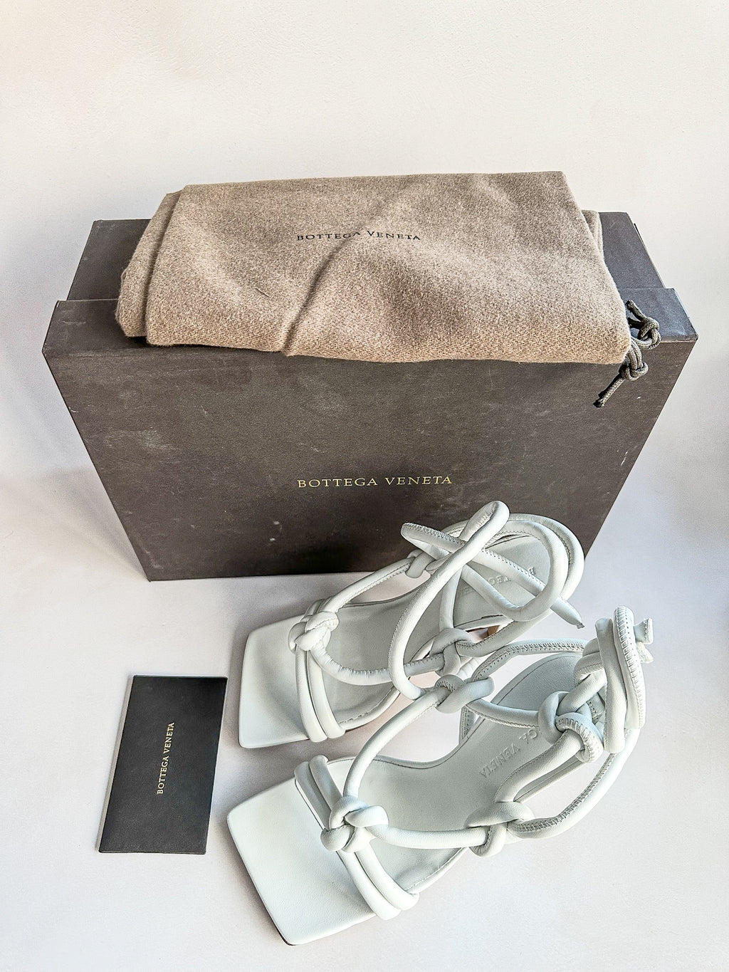 Bottega Veneta White Square Dream Knotted Toe Heels