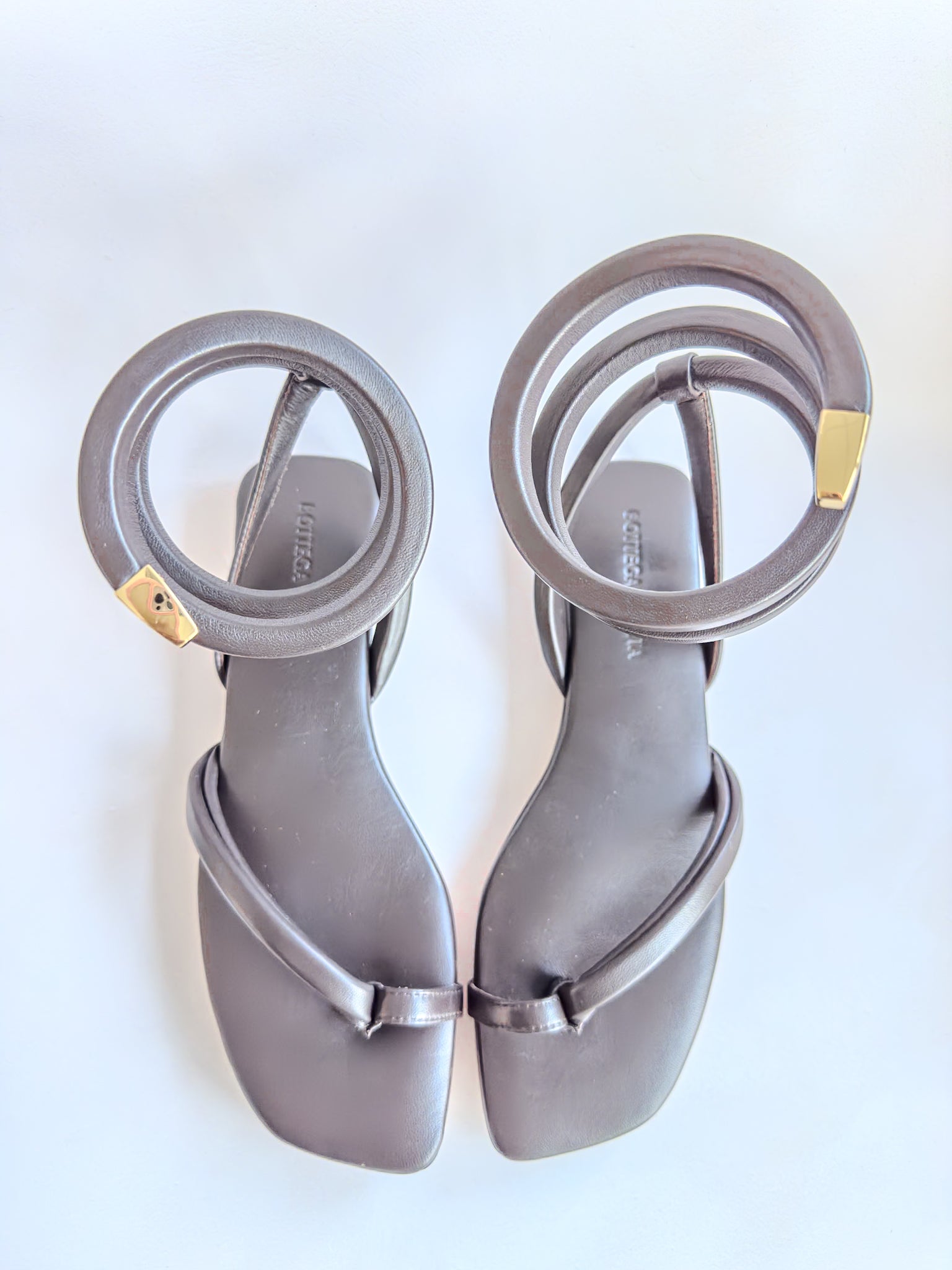 Bottega Veneta Brown Nappa Leather Spiral Sandals