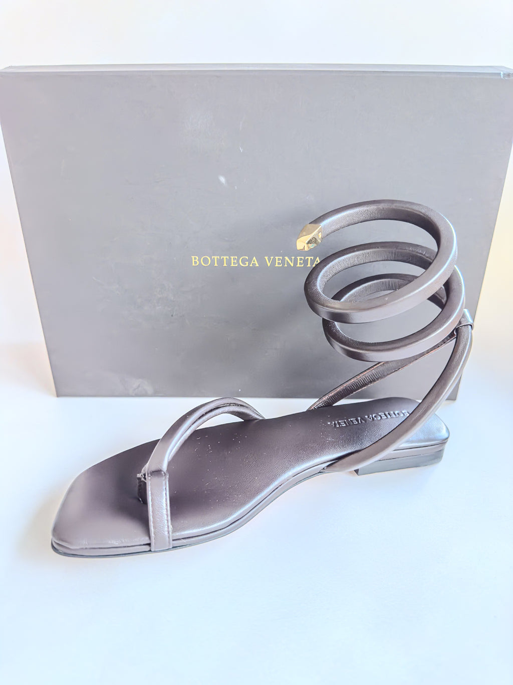 Bottega Veneta Brown Nappa Leather Spiral Sandals