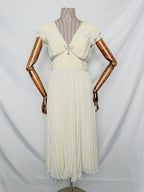 Self-Portrait Cream Crystal Bow Detail Chiffon Midi Dress
