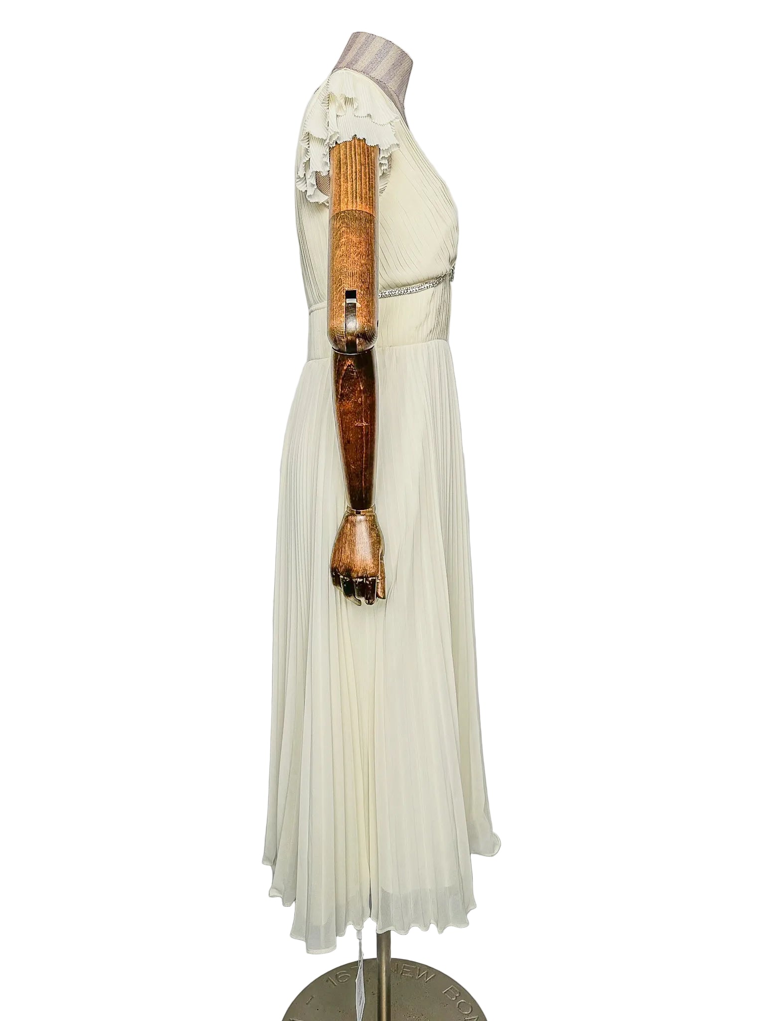 Self-Portrait Cream Crystal Bow Detail Chiffon Midi Dress