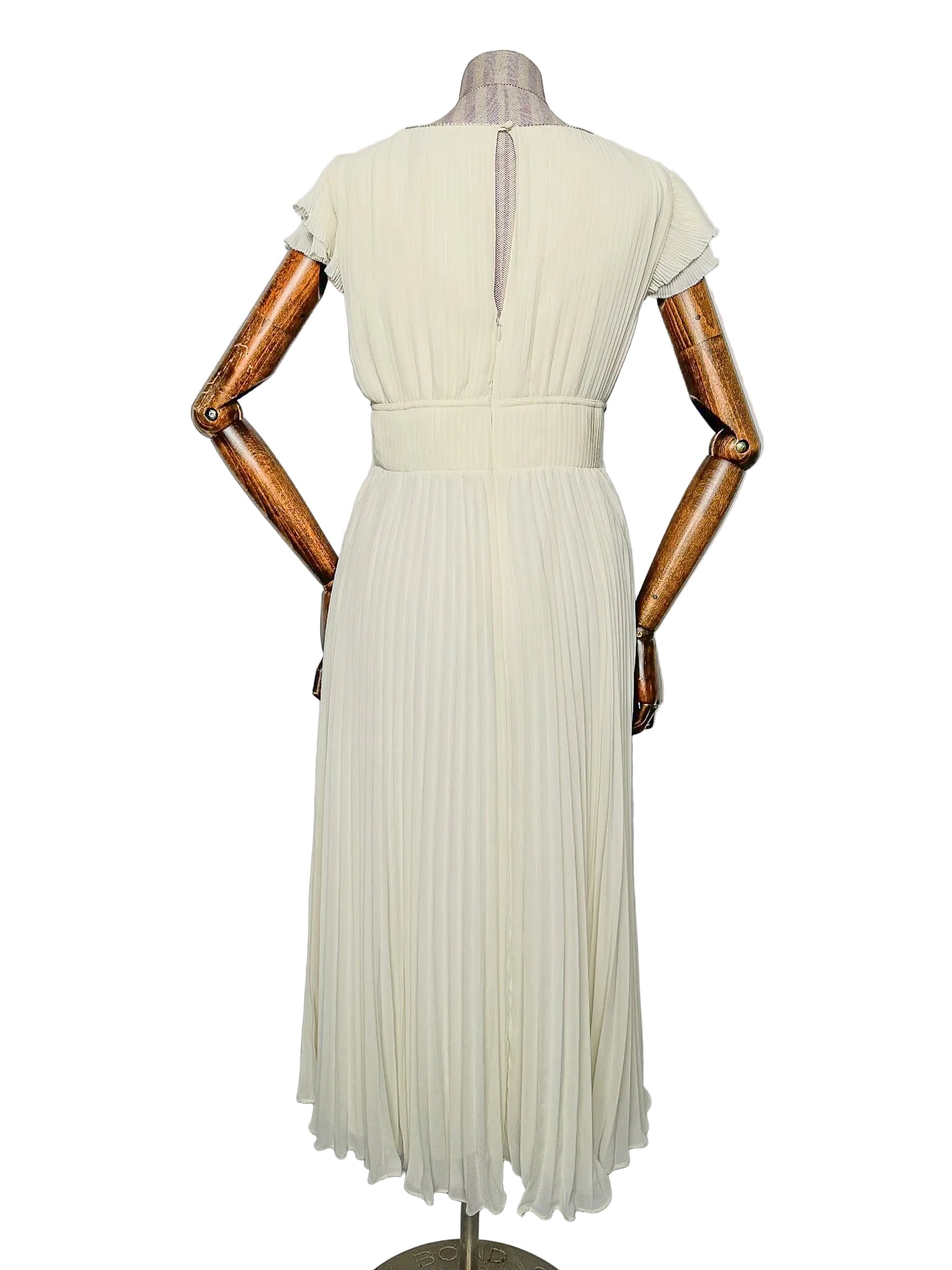 Self-Portrait Cream Crystal Bow Detail Chiffon Midi Dress