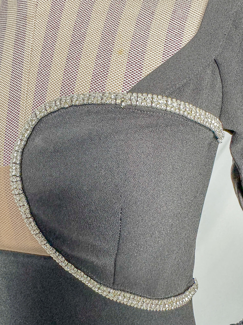 Self-Portrait Black Crepe Crystal Embellished Midi Dress