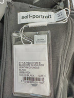 Self-Portrait Black Crepe Crystal Embellished Midi Dress