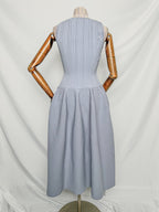Self-Portrait Light Blue Crystal Embellished Ribbed Stretch Knit Midi Dress