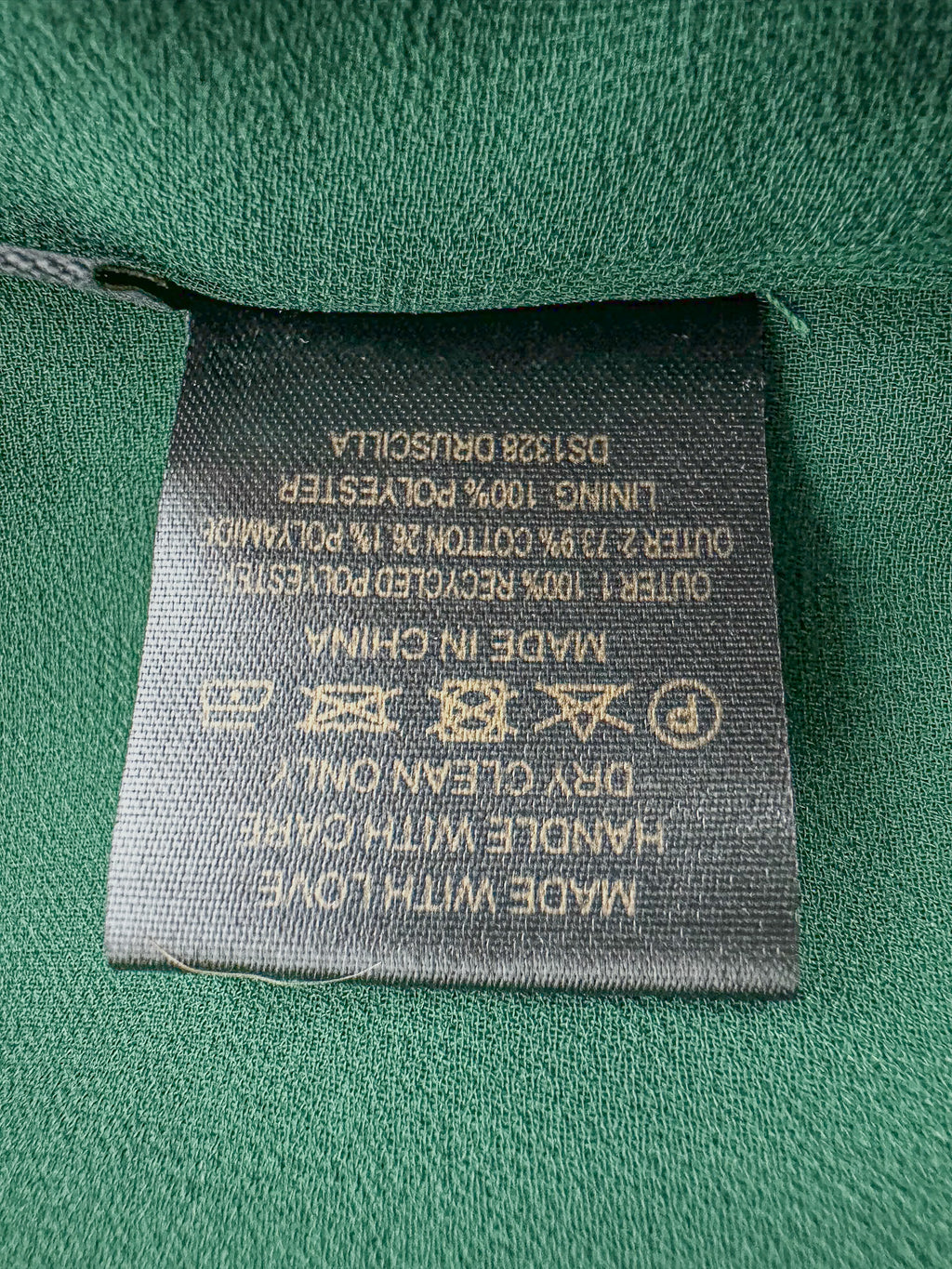 De La Vali Green Satin Lace Detail Open Front Mandarin Collar Mini Dress