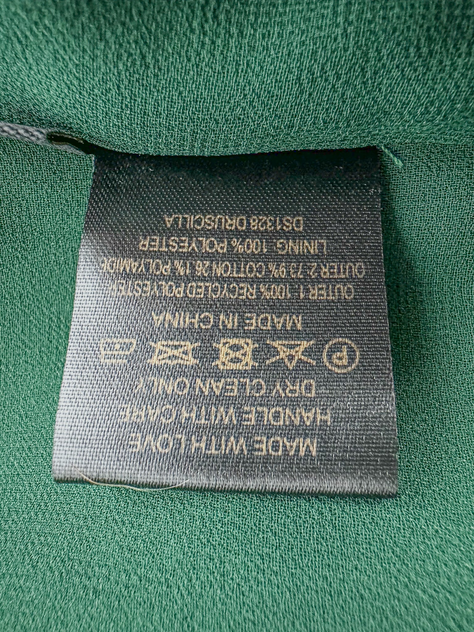 De La Vali Green Satin Lace Detail Open Front Mandarin Collar Mini Dress