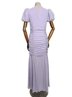De La Vali Amandine Lavender Ruched Maxi Dress