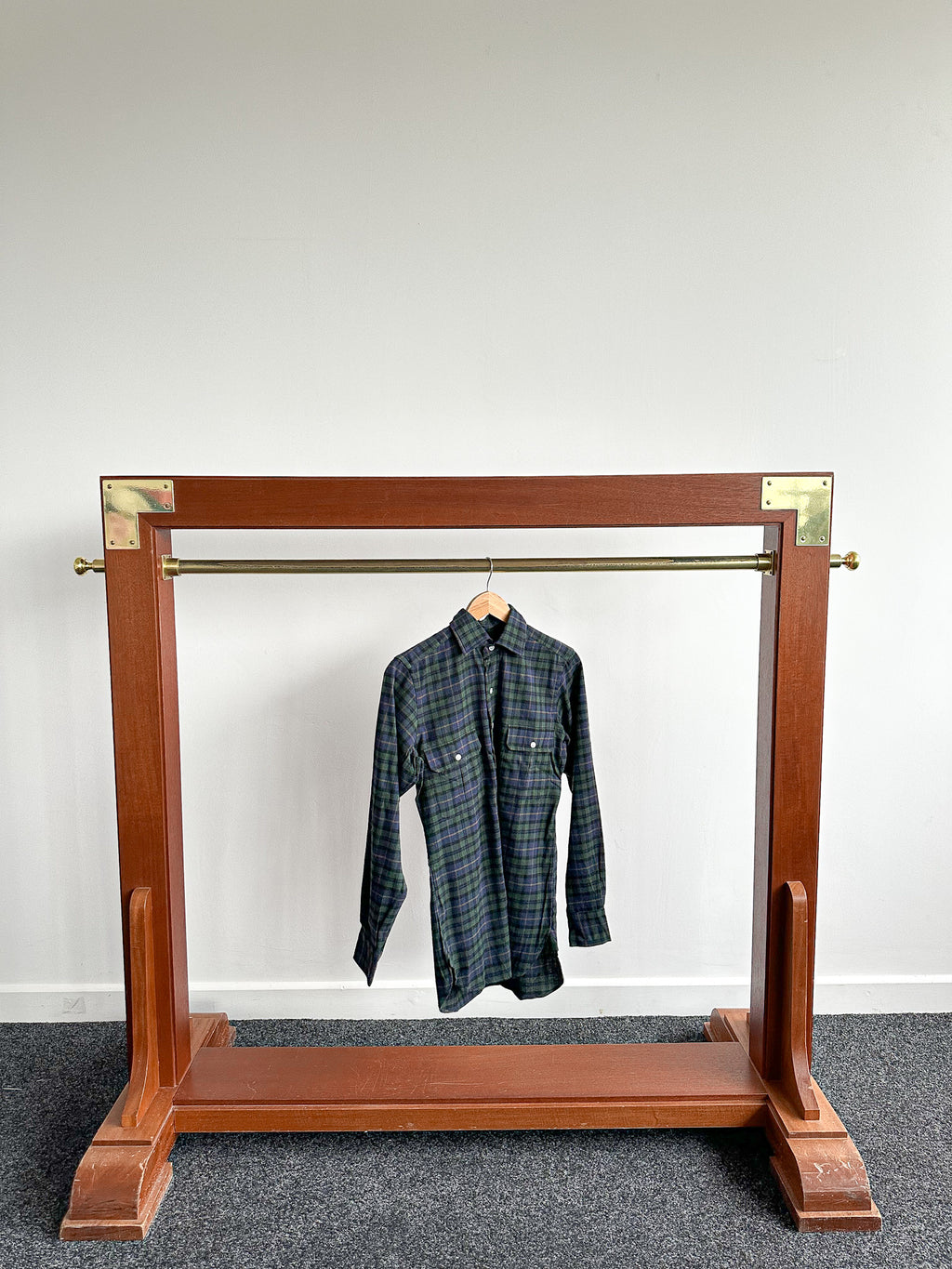 Drake's Green Blue Checked Brushed Cotton Lumberjack Work Shirt - House Of Huntington