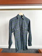 Drake's Green Blue Checked Brushed Cotton Lumberjack Work Shirt - House Of Huntington