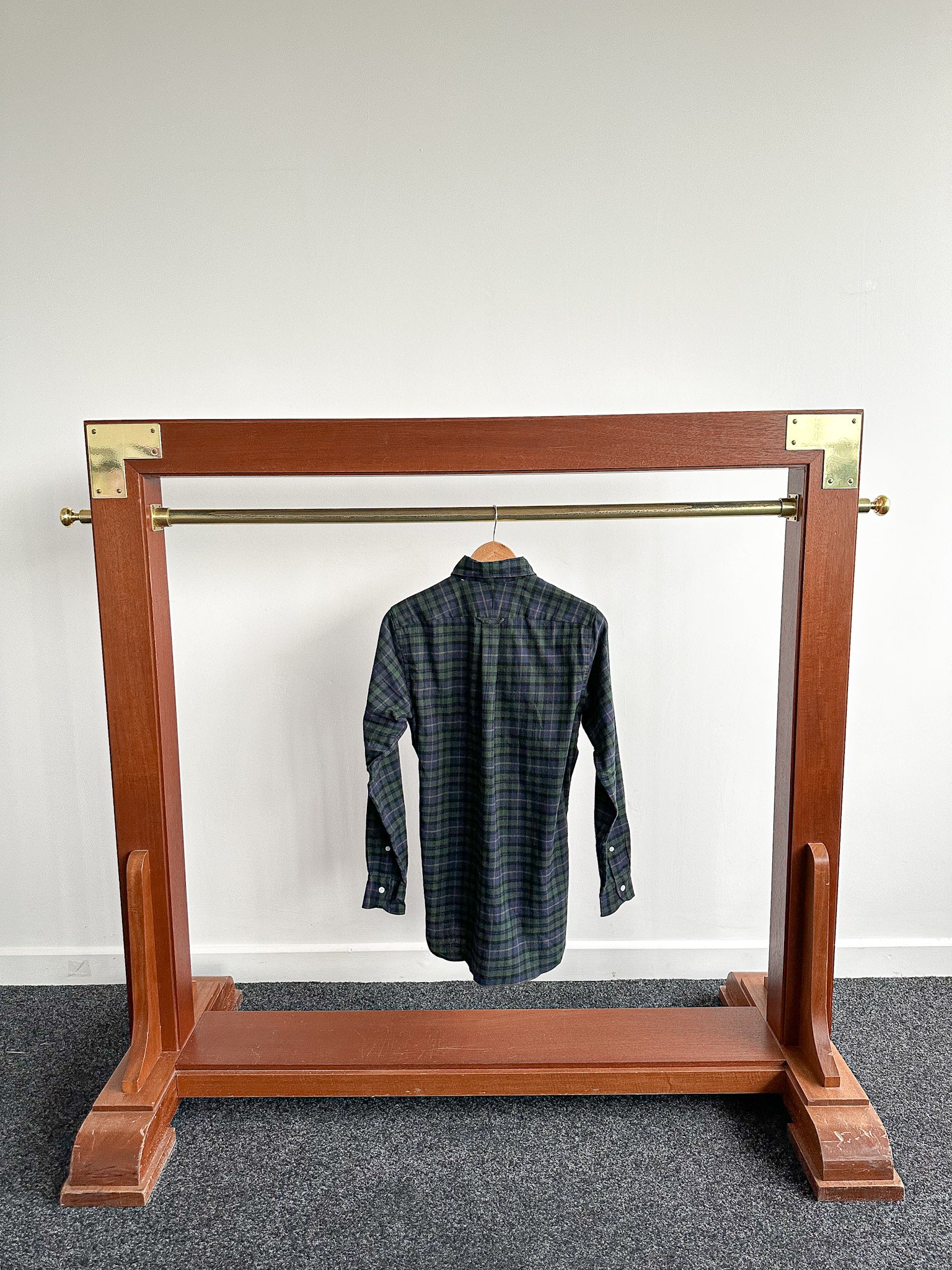 Drake's Green Blue Checked Brushed Cotton Lumberjack Work Shirt - House Of Huntington