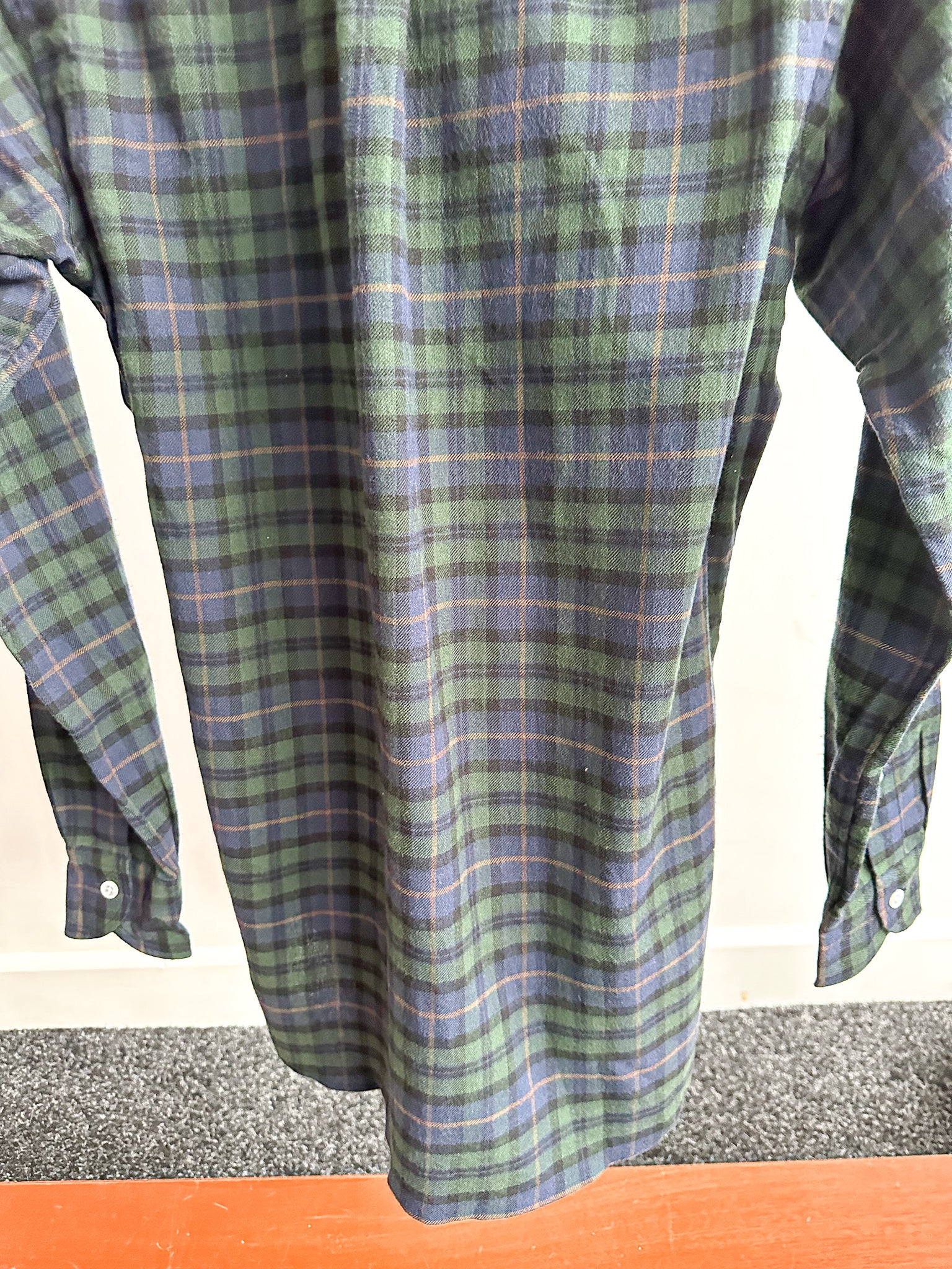 Drake's Green Blue Checked Brushed Cotton Lumberjack Work Shirt - House Of Huntington