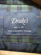 Drake's Green Blue Checked Brushed Cotton Lumberjack Work Shirt - House Of Huntington