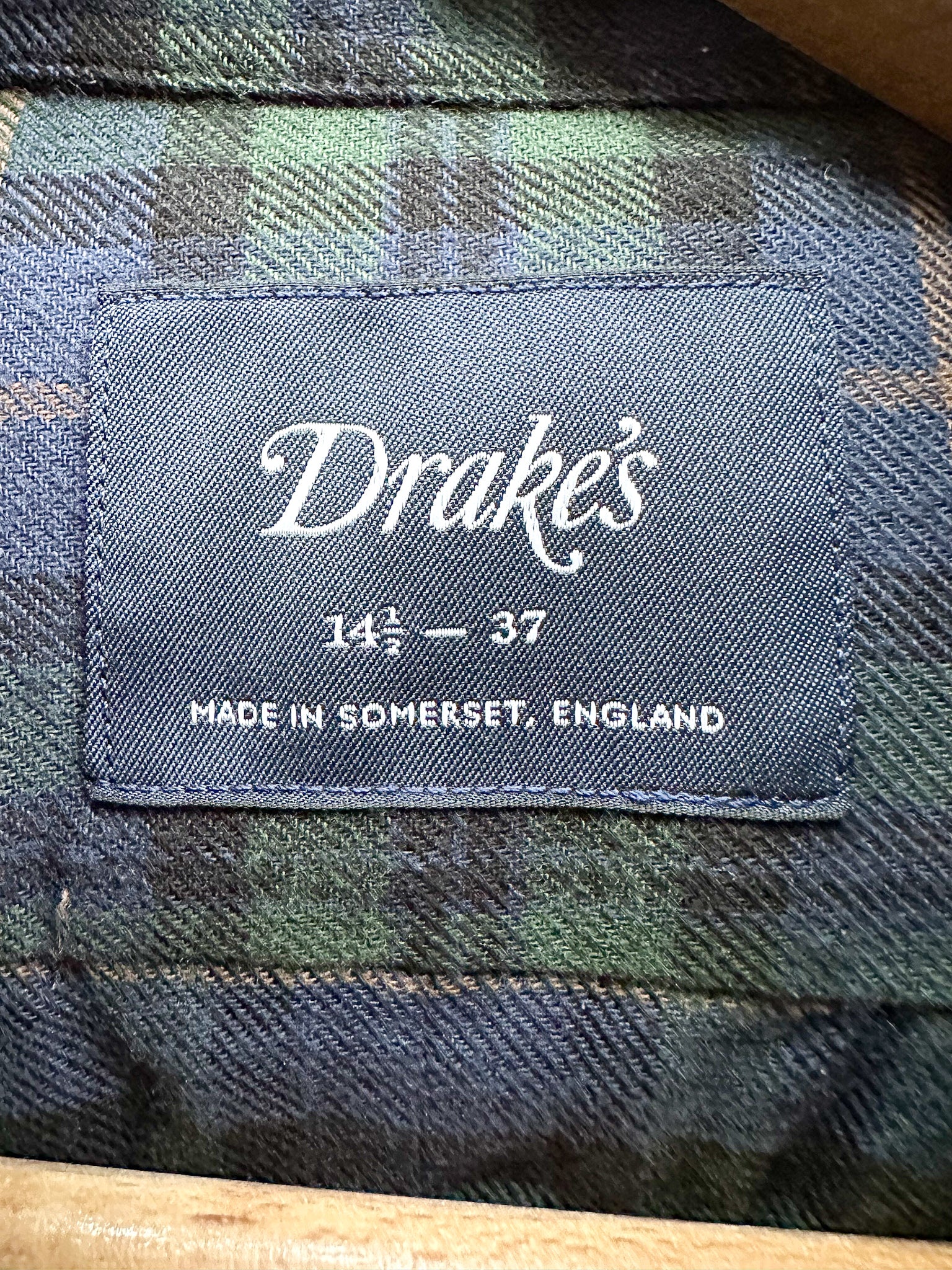 Drake's Green Blue Checked Brushed Cotton Lumberjack Work Shirt - House Of Huntington
