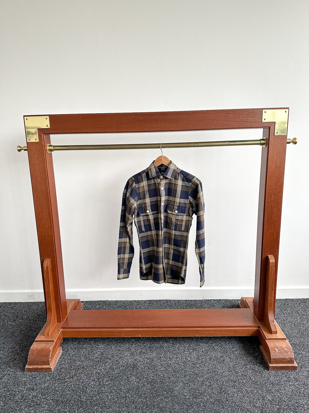 Drake's Navy Blue Checked Flannel Lumberjack Work Overshirt - House Of Huntington