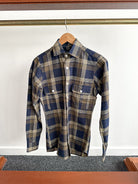Drake's Navy Blue Checked Flannel Lumberjack Work Overshirt - House Of Huntington