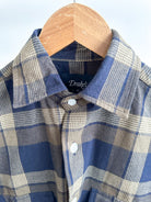 Drake's Navy Blue Checked Flannel Lumberjack Work Overshirt - House Of Huntington