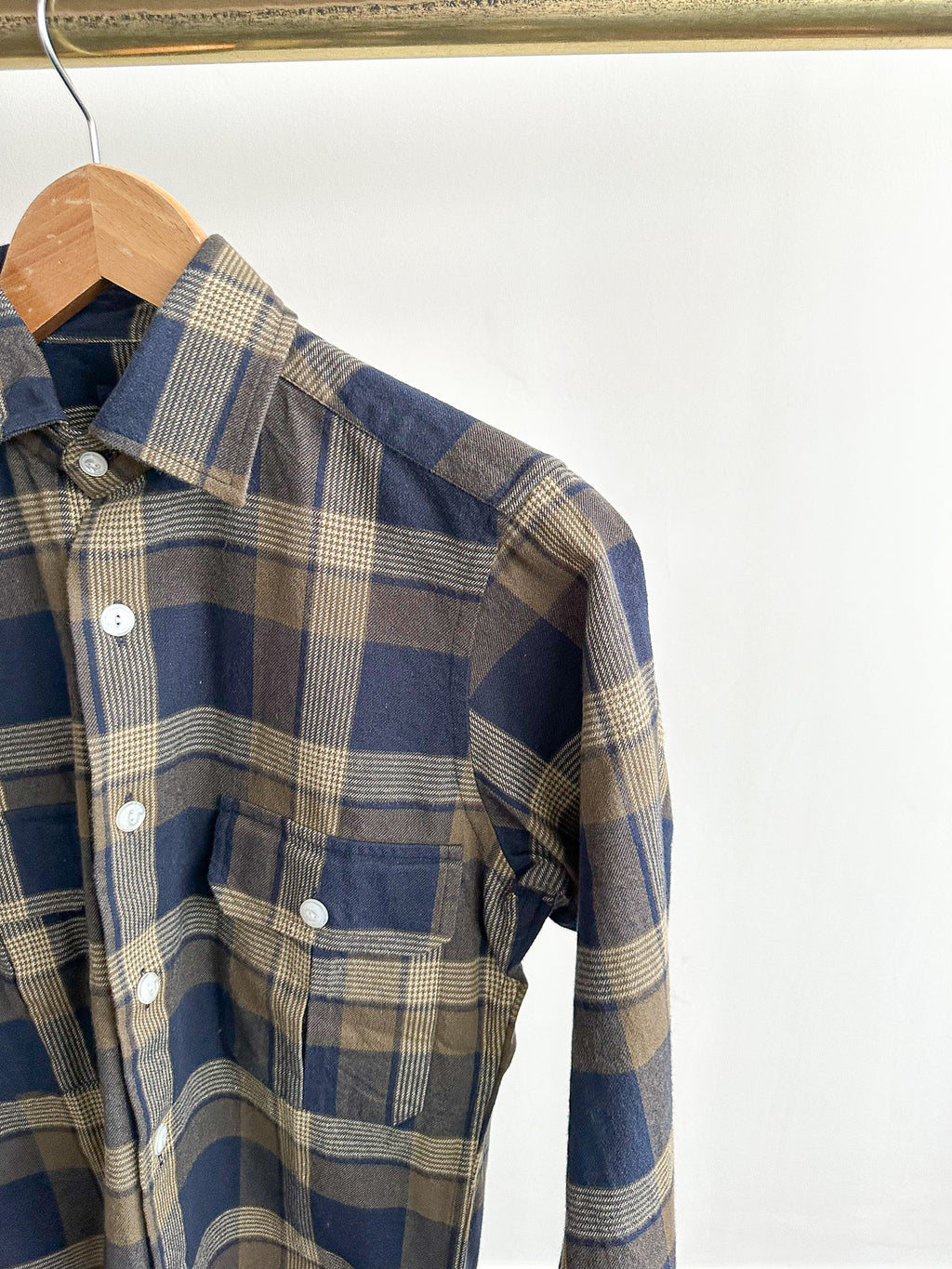 Drake's Navy Blue Checked Flannel Lumberjack Work Overshirt - House Of Huntington