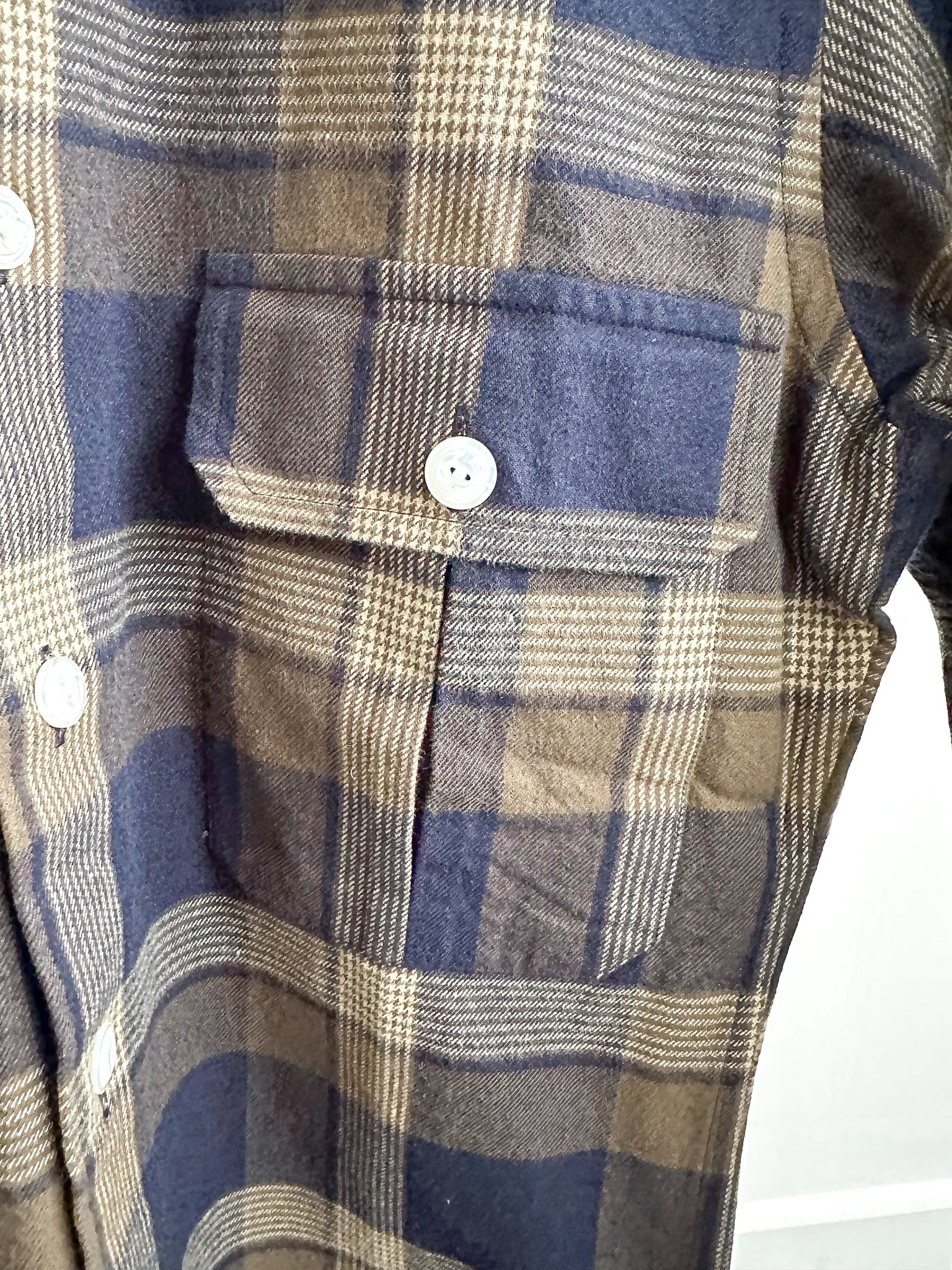 Drake's Navy Blue Checked Flannel Lumberjack Work Overshirt - House Of Huntington