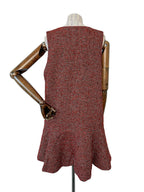 Ganni Red Tweed Check Pattern Red Mini Length Dress