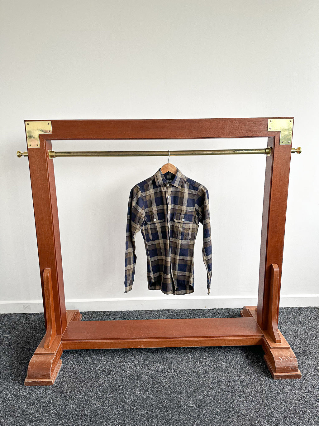 Drake's Navy Blue Checked Flannel Lumberjack Work Overshirt - House Of Huntington