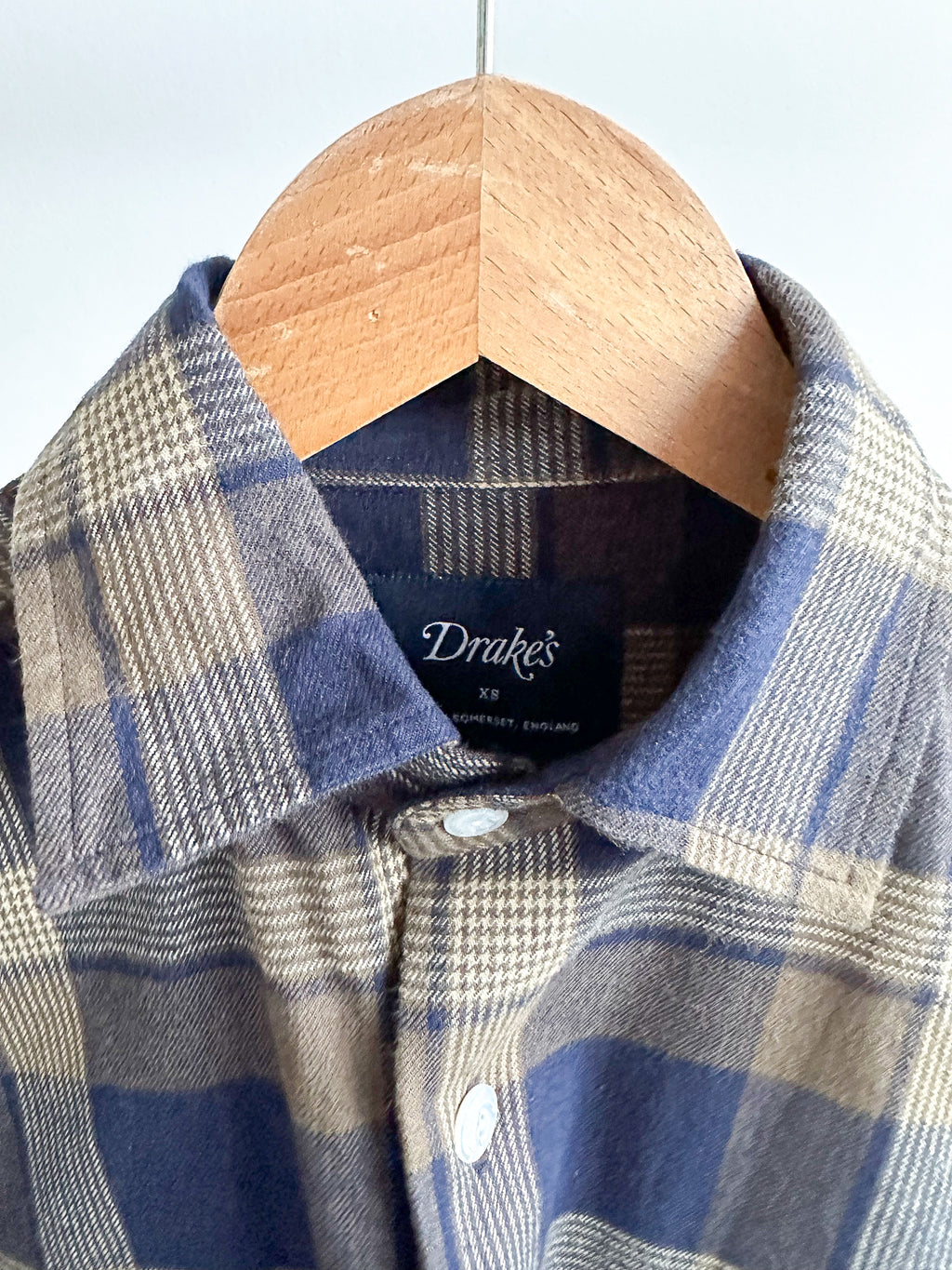 Drake's Navy Blue Checked Flannel Lumberjack Work Overshirt - House Of Huntington