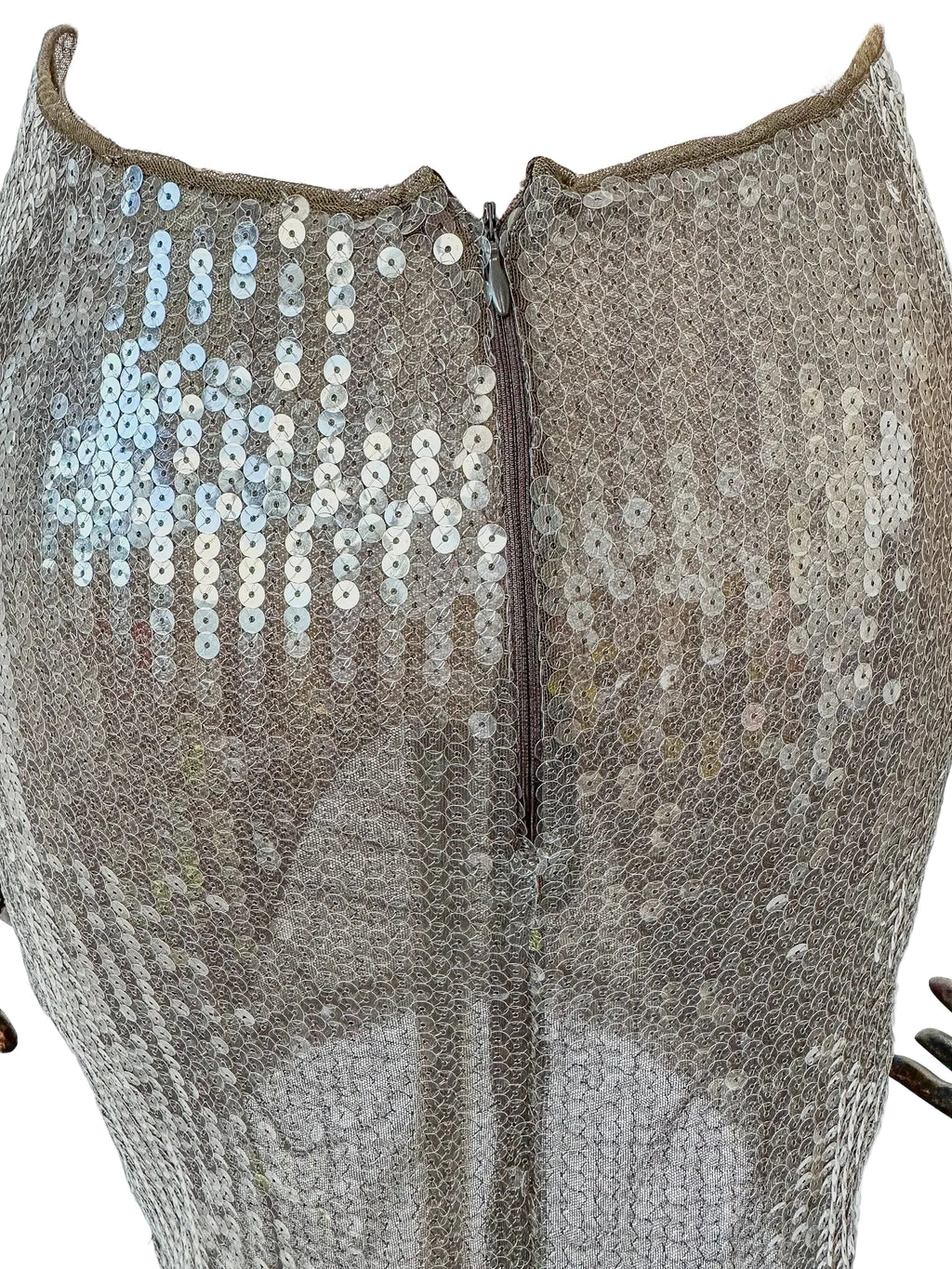 Nensi Dojaka Brown Sequin Cut-Out Mini Dress