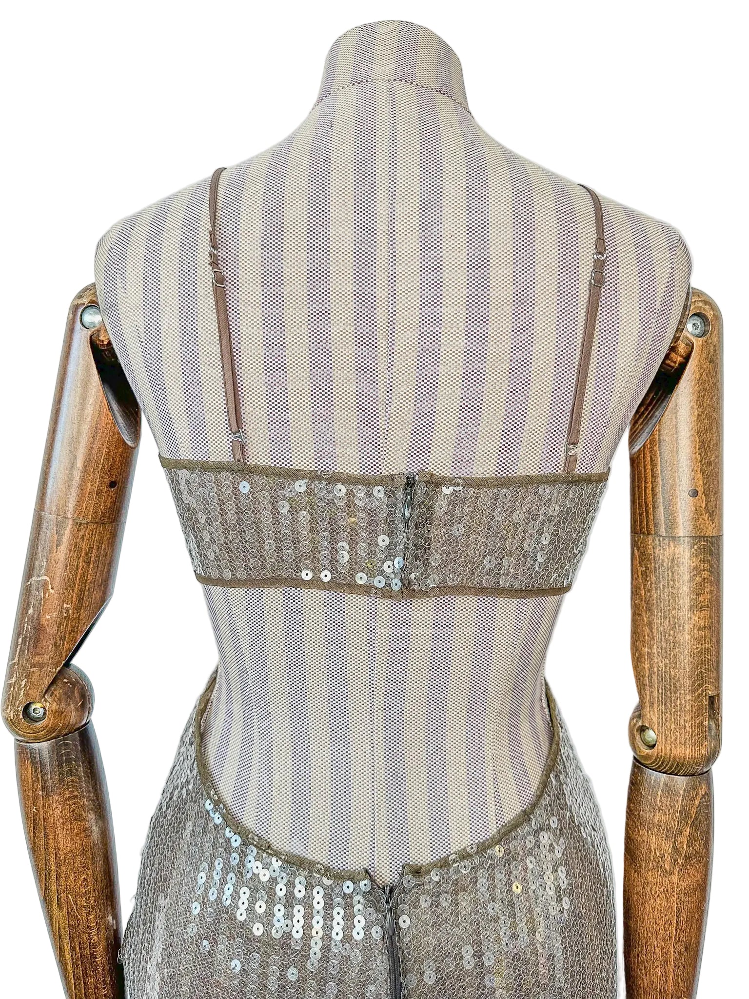 Nensi Dojaka Brown Sequin Cut-Out Mini Dress