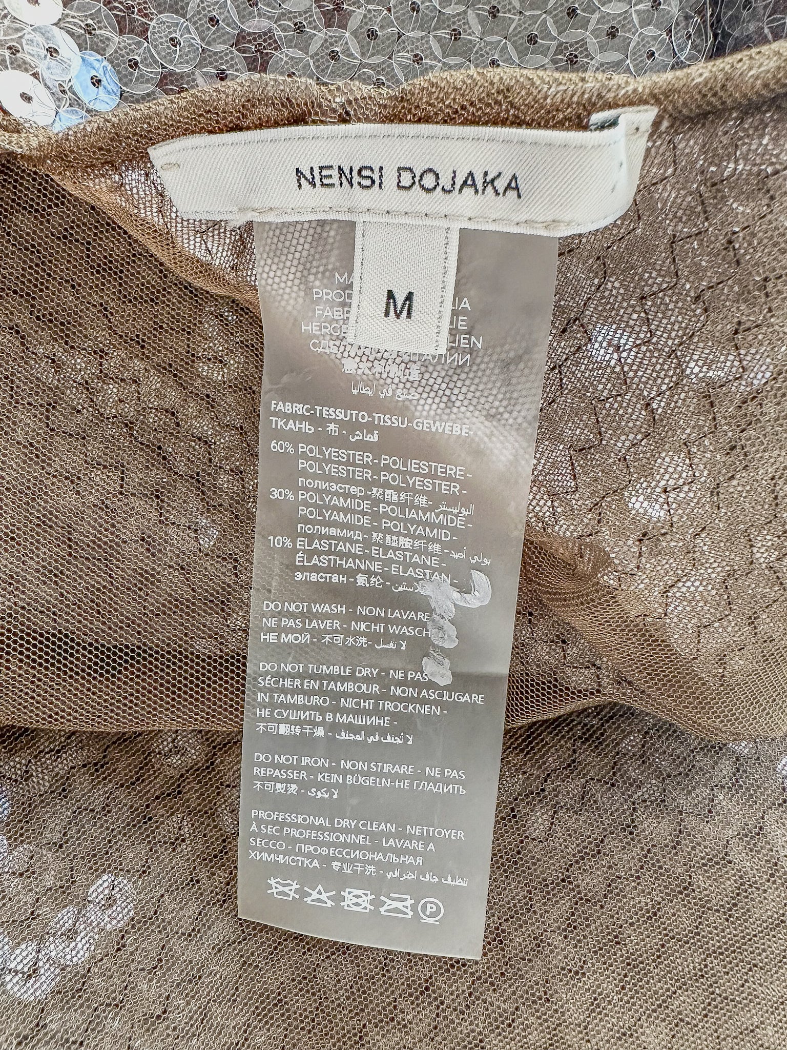 Nensi Dojaka Brown Sequin Cut-Out Mini Dress