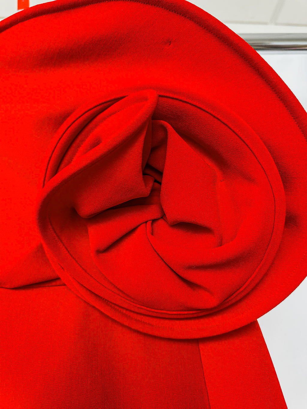 Magda Butrym Red Sculptural Rose Floral Appliquéd Wool Blend Corset Mini Dress