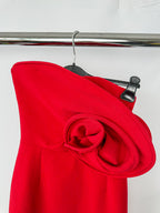 Magda Butrym Red Sculptural Rose Floral Appliquéd Wool Blend Corset Mini Dress